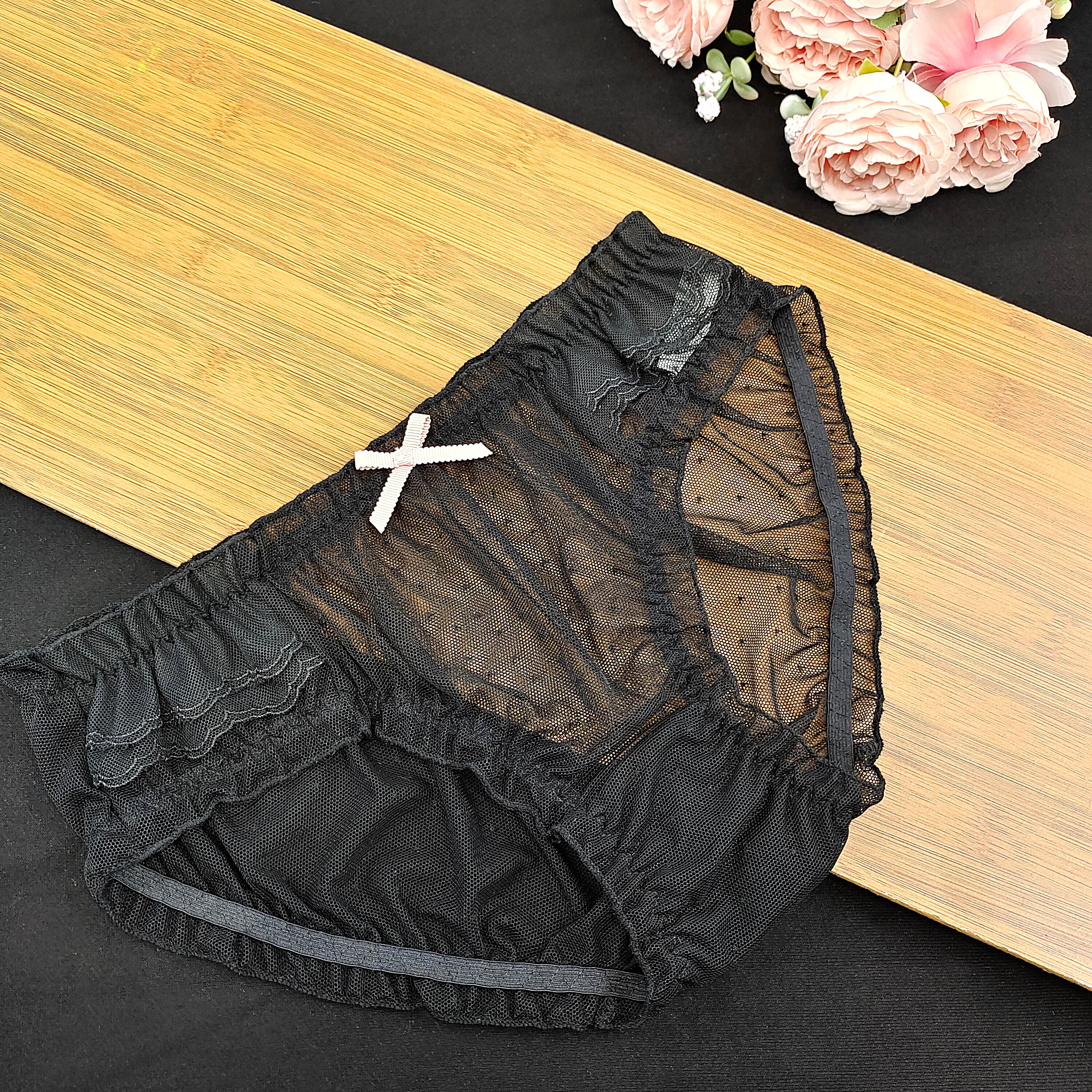 Women Comfortable Summer Briefs Lovely Bow Lace Underwear for Ladies Soft 3 Packs